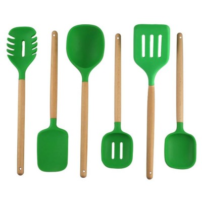 Hot Sale Cooking Tool 6pcs Green Silicone Kitchen Utensil Sets/omd Service/cooking Spoon Set