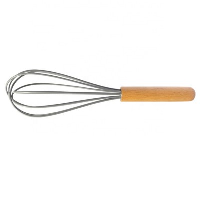 10 Inches Silicone Wire Egg Whisk Egg Beater With Beech Wood Handle