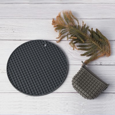 home kitchen silicon mat Checkered shape trivet and clipper set hot sale Pot Holder