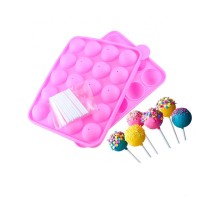 20 Cavity Silicone Round Lollipop Mold  DIY Chocolate Mould with Plastic Stick