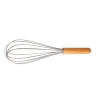 11 Inches Silicone  Wire Egg Whisk Egg Beater With Oak Wood Handle