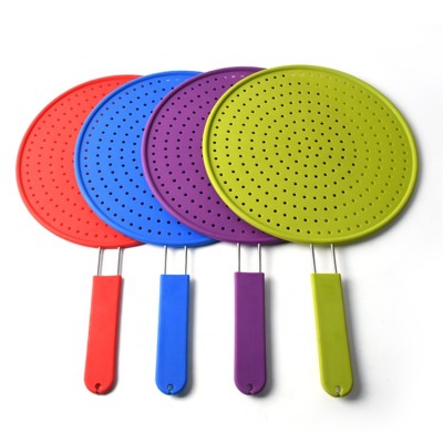 High Heat Resistant Cooling Mat Strainer Silicone Oil Grease Shield Guard Silicone Splatter Screen with Non Slip Grip