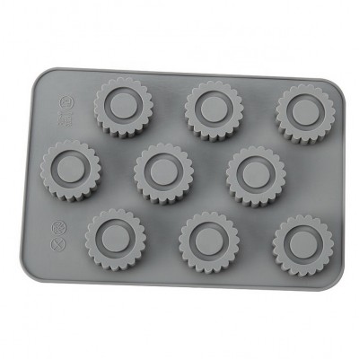 9 Cativies Gear Wheel Shape Silicone Chocochips Chocolate Wafer Candy Mould Ice Cube Tray