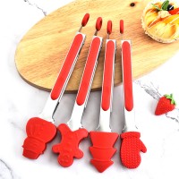 Christmas shape heat resistance 9 inch silicone food tong for food