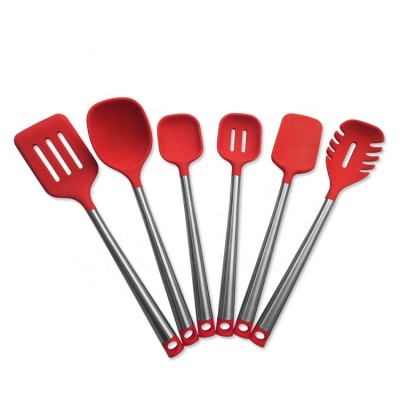 Factory Supply 6 Pcs Stainless Steel Silicone Kitchen Utensil Set