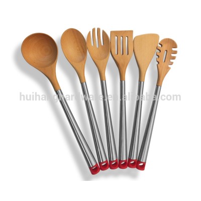 New type hot sale item- 6 Pieces Beech wooden Kitchen Utensil Sets with 430SS Handle/wooden kitchen accessories