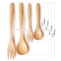 Wholesale High Quality Wooden Dinnerware Beech Spoon and Fork set