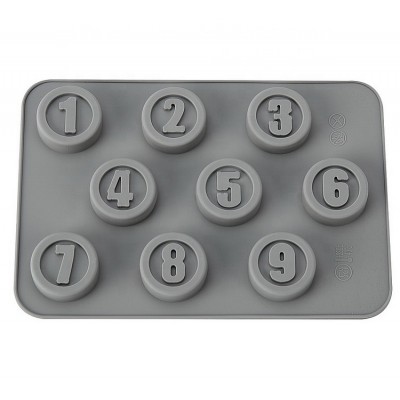 9 Cativies Number Tray Mould Silicone Chocochips Chocolate Wafer Candy Mould