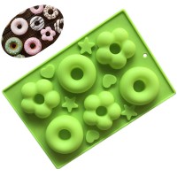 6 Cavity Flower Donuts Mold Silicone Chocolate Mould Round Hollow Cake Mould