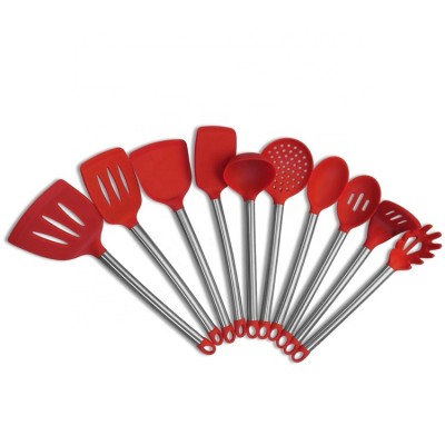 10 Pcs Silicone Utensil Tool Set Silicone Cooking Utensil with Spoon Skimmer Soup Ladle Spaghetti Server