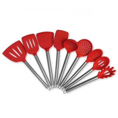 12 Pcs Silicone Cooking Utensil Set with Chinese Turner Spoon Ladle Brush Spaghetti Server