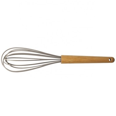 11 Inches Bamboo Handle Silicone Wire Egg Beater Egg Whisk