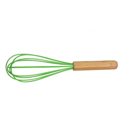 10 Inches Silicone Kitchen Egg Whisk Egg Beater With Bamboo Handle