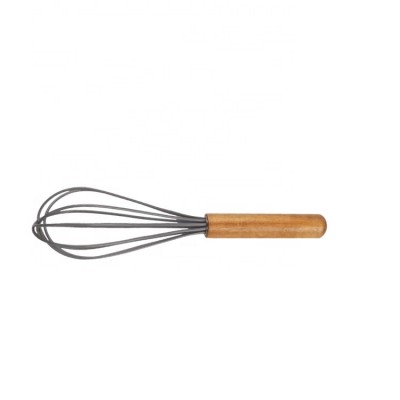 10 Inches Silicone Egg Whisk Egg Beater With Acacia Wood Handle